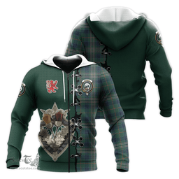 Scottish Kennedy Modern Clan Tartan Hoodie - Lion Rampant And Celtic Thistle Style Scottish Plaid Tartan Plaid