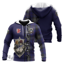 Scottish Kinnaird Clan Tartan Hoodie - Lion Rampant And Celtic Thistle Style Scottish Plaid Tartan Plaid