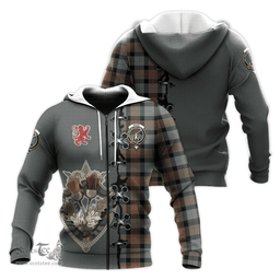 Scottish Gunn Weathered Clan Tartan Hoodie - Lion Rampant And Celtic Thistle Style Scottish Plaid Tartan Plaid
