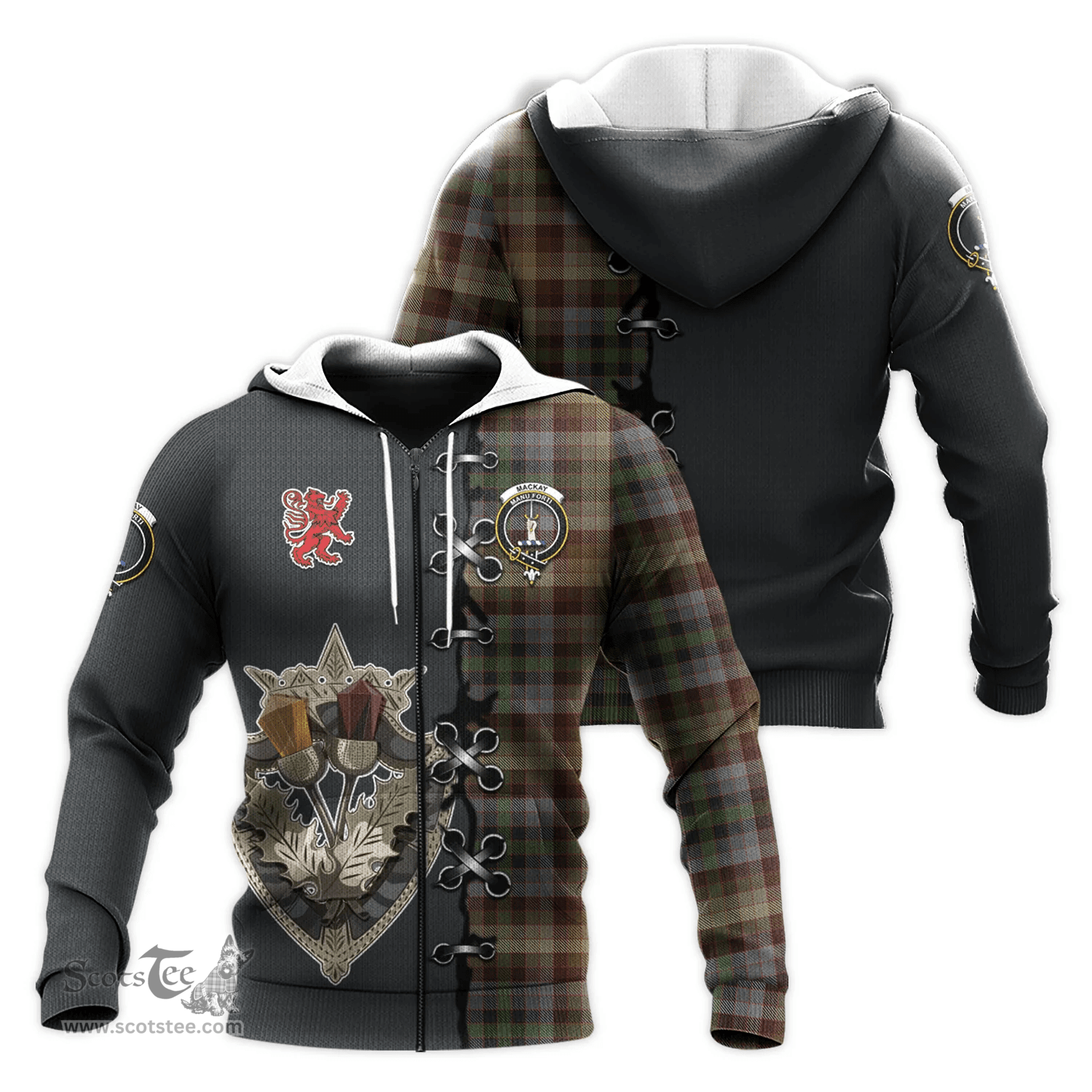 Scottish MacKay of Strathnaver Clan Tartan Hoodie - Lion Rampant And Celtic Thistle Style Scottish Plaid Tartan Plaid