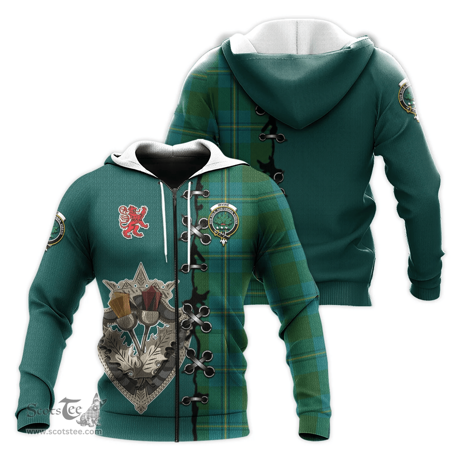 Scottish Irving of Bonshaw Clan Tartan Hoodie - Lion Rampant And Celtic Thistle Style Scottish Plaid Tartan Plaid