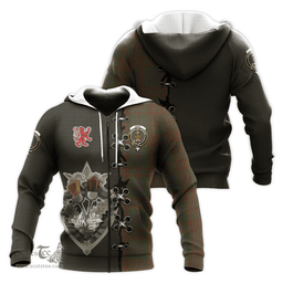 Scottish Gray Clan Tartan Hoodie - Lion Rampant And Celtic Thistle Style Scottish Plaid Tartan Plaid