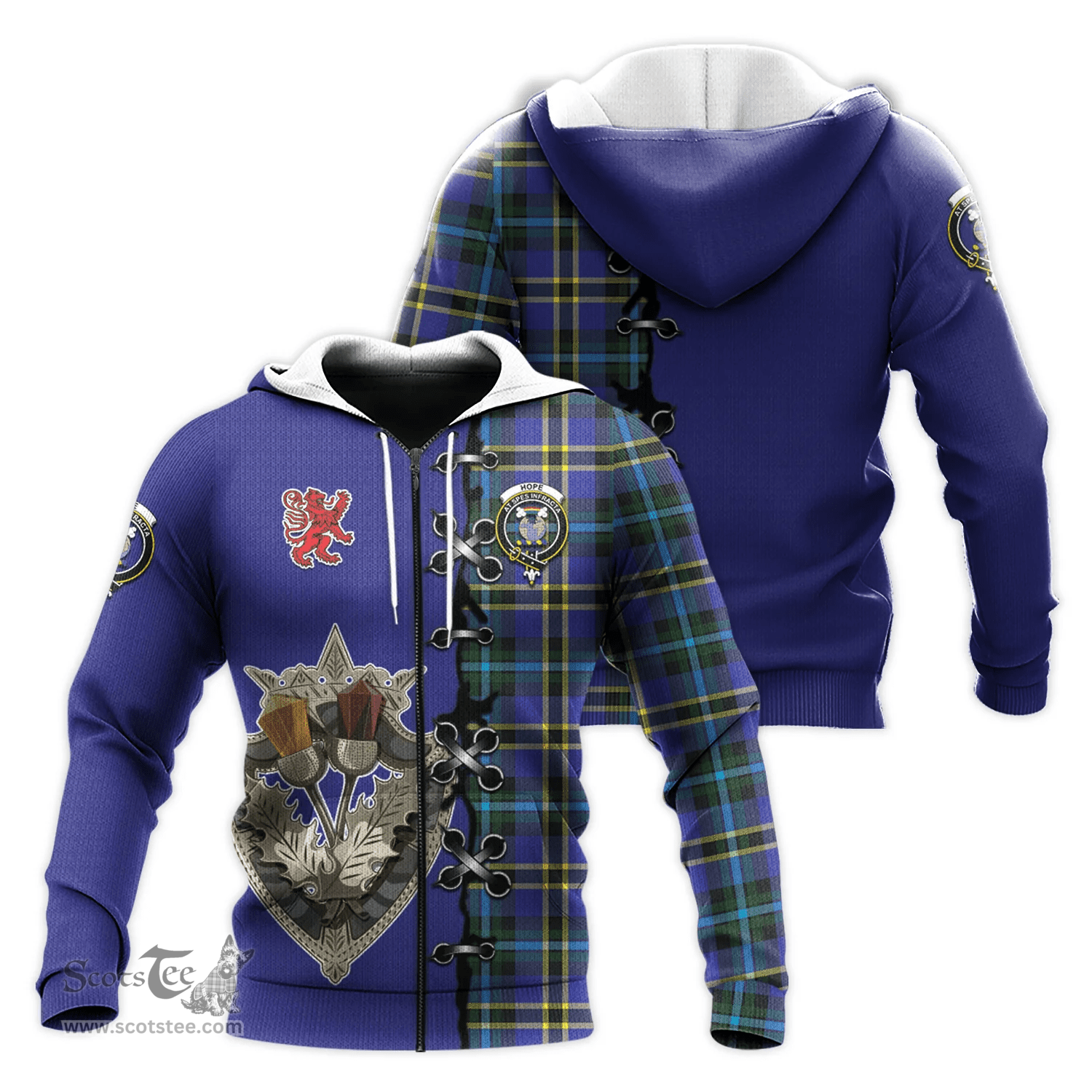 Scottish Hope Modern Clan Tartan Hoodie - Lion Rampant And Celtic Thistle Style Scottish Plaid Tartan Plaid