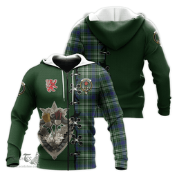 Scottish Learmonth Clan Tartan Hoodie - Lion Rampant And Celtic Thistle Style Scottish Plaid Tartan Plaid