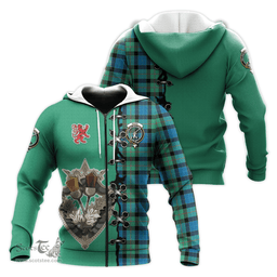 Scottish Gunn Ancient Clan Tartan Hoodie - Lion Rampant And Celtic Thistle Style Scottish Plaid Tartan Plaid