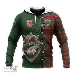 Scottish Kinninmont Clan Tartan Hoodie - Lion Rampant And Celtic Thistle Style Scottish Plaid Tartan Plaid