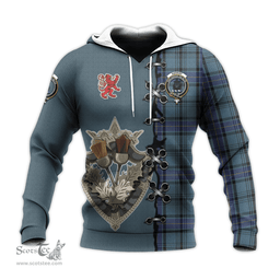 Scottish Hannay Blue Clan Tartan Hoodie - Lion Rampant And Celtic Thistle Style Scottish Plaid Tartan Plaid