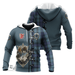 Scottish Hannay Blue Clan Tartan Hoodie - Lion Rampant And Celtic Thistle Style Scottish Plaid Tartan Plaid