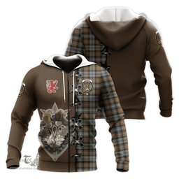 Scottish Gordon Weathered Clan Tartan Hoodie - Lion Rampant And Celtic Thistle Style Scottish Plaid Tartan Plaid