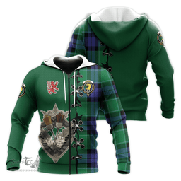 Scottish Haldane Clan Tartan Hoodie - Lion Rampant And Celtic Thistle Style Scottish Plaid Tartan Plaid