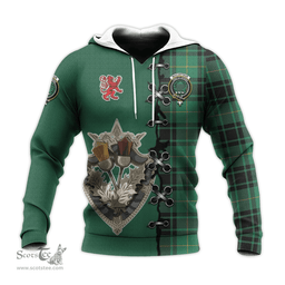 Scottish MacArthur Ancient Clan Tartan Hoodie - Lion Rampant And Celtic Thistle Style Scottish Plaid Tartan Plaid