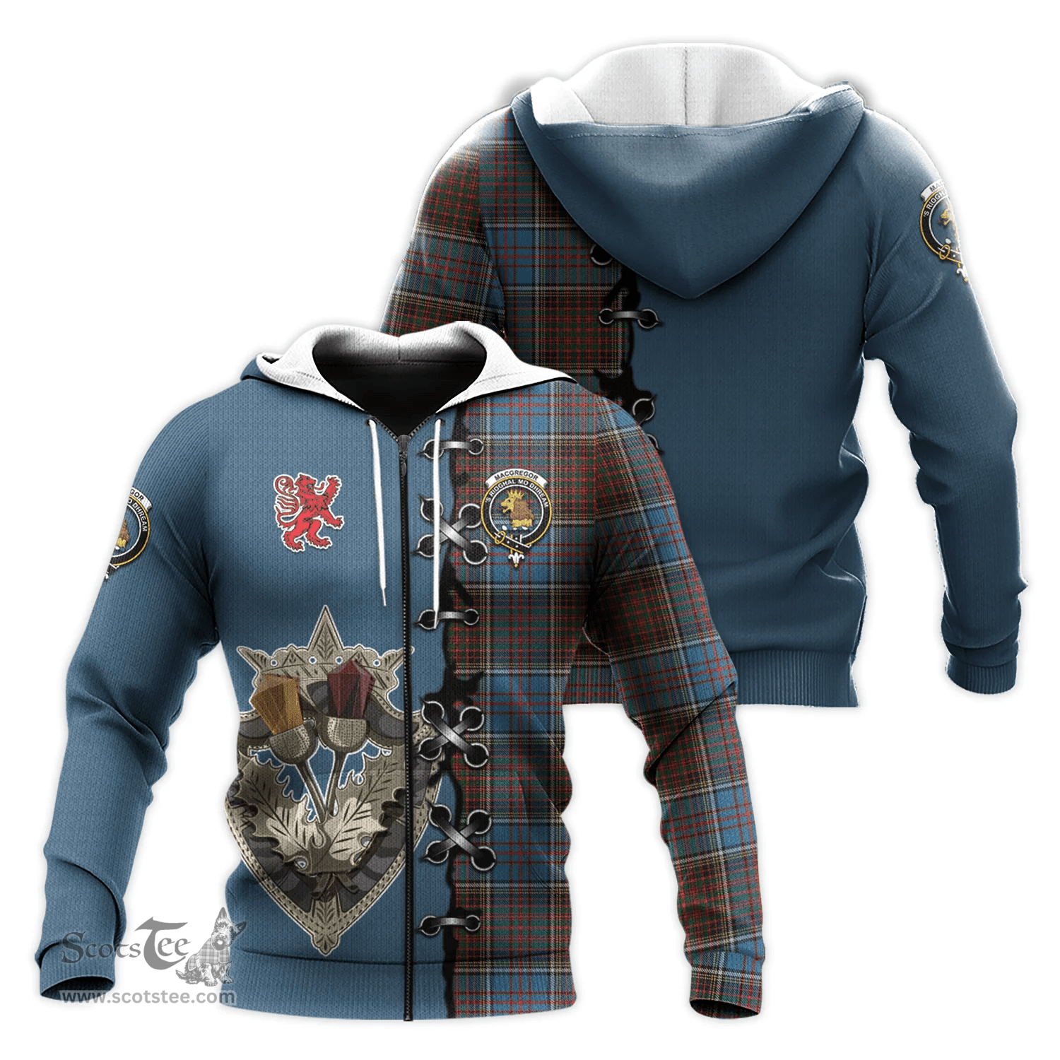 Scottish MacGregor Hastie Clan Tartan Hoodie - Lion Rampant And Celtic Thistle Style Scottish Plaid Tartan Plaid