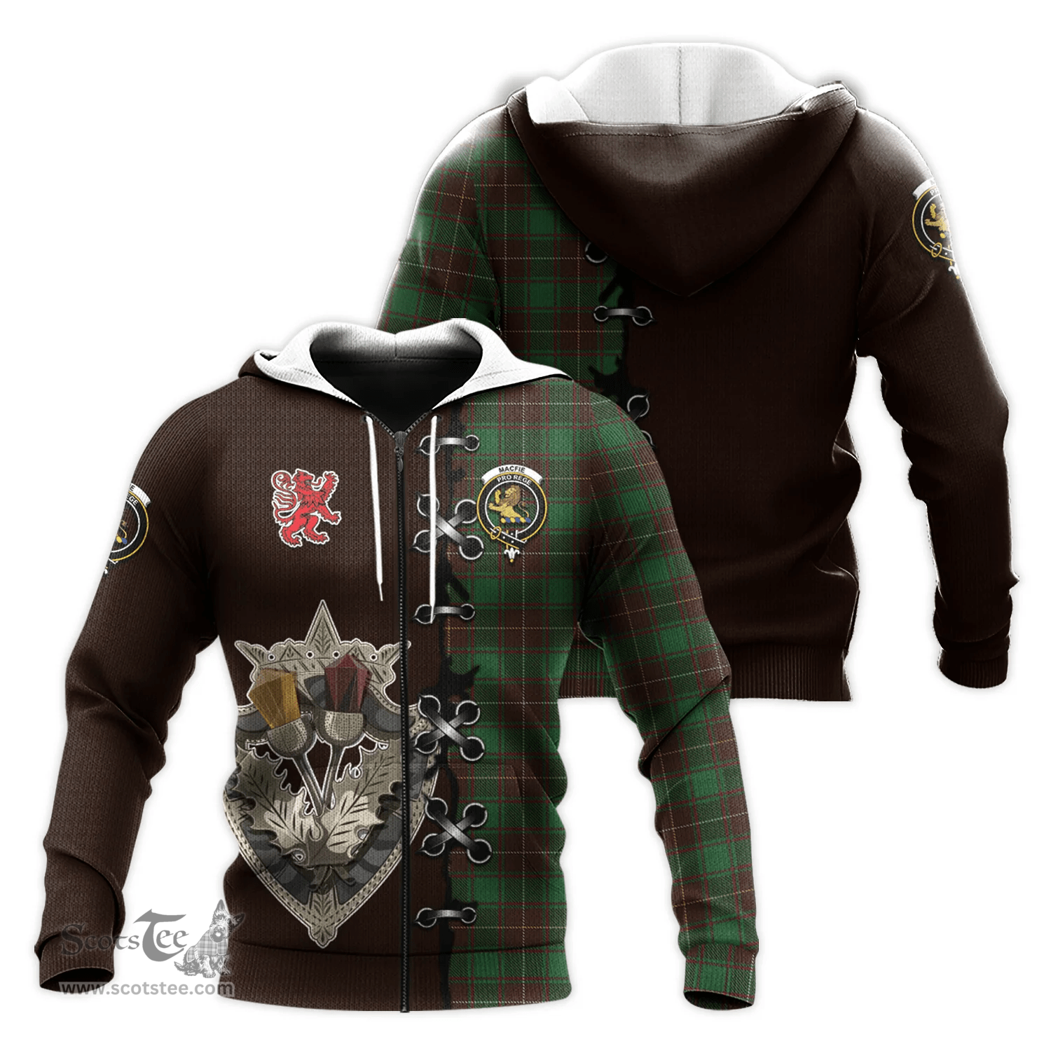 Scottish MacFie Hunting Clan Tartan Hoodie - Lion Rampant And Celtic Thistle Style Scottish Plaid Tartan Plaid