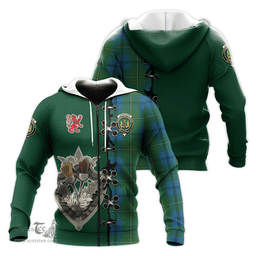 Scottish Johnstone Clan Tartan Hoodie - Lion Rampant And Celtic Thistle Style Scottish Plaid Tartan Plaid