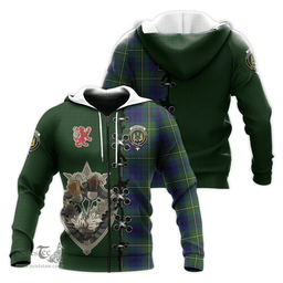 Scottish Johnstone Modern Clan Tartan Hoodie - Lion Rampant And Celtic Thistle Style Scottish Plaid Tartan Plaid