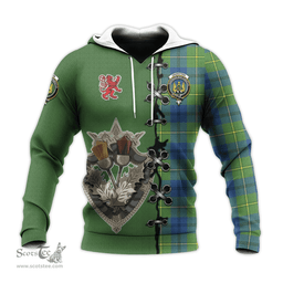 Scottish Johnston Ancient Clan Tartan Hoodie - Lion Rampant And Celtic Thistle Style Scottish Plaid Tartan Plaid