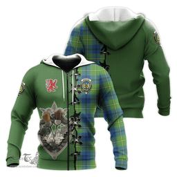 Scottish Johnston Ancient Clan Tartan Hoodie - Lion Rampant And Celtic Thistle Style Scottish Plaid Tartan Plaid
