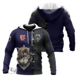 Scottish Lumsden Hunting Clan Tartan Hoodie - Lion Rampant And Celtic Thistle Style Scottish Plaid Tartan Plaid