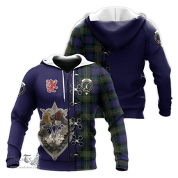 Scottish Gunn Modern Clan Tartan Hoodie - Lion Rampant And Celtic Thistle Style Scottish Plaid Tartan Plaid