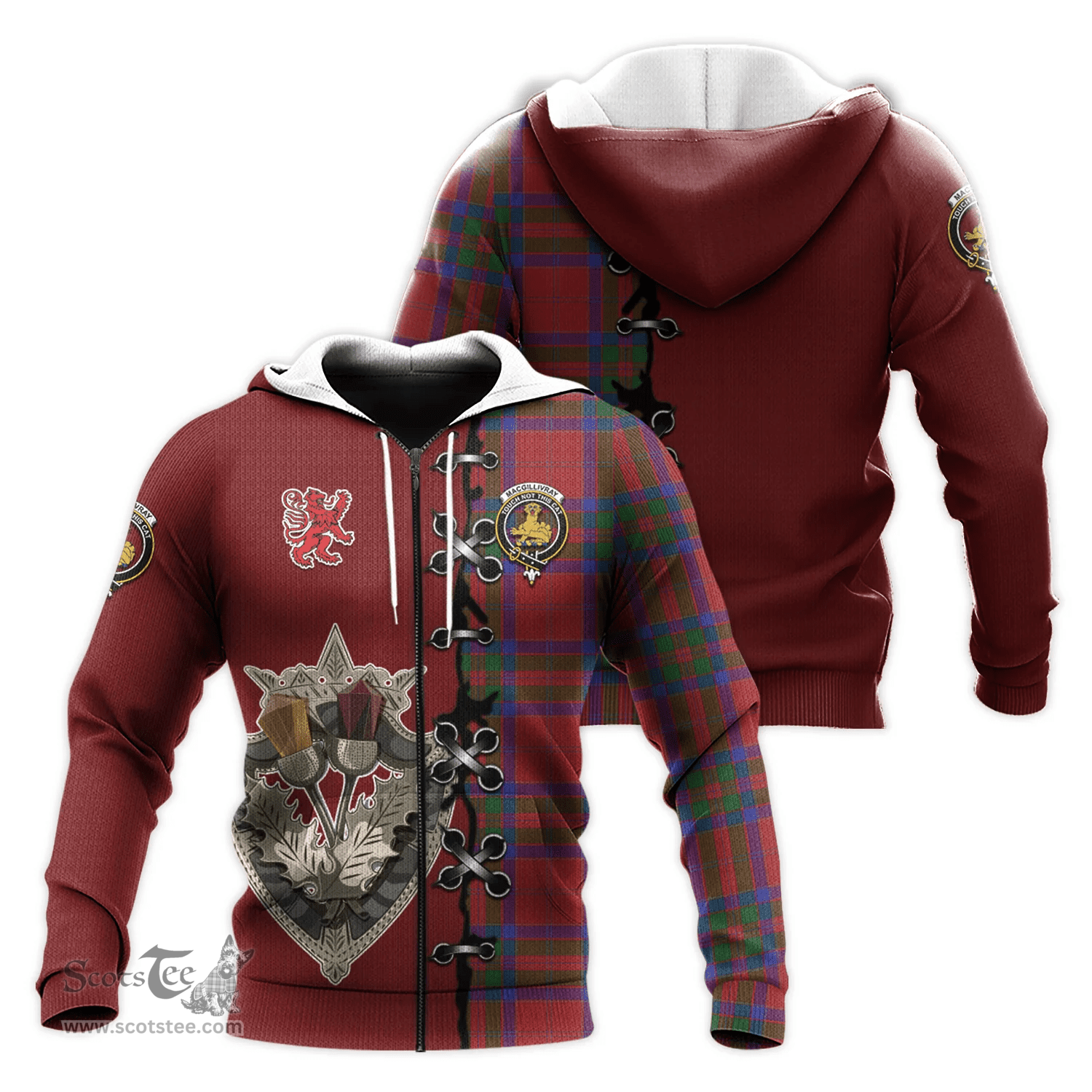 Scottish MacGillivray Clan Tartan Hoodie - Lion Rampant And Celtic Thistle Style Scottish Plaid Tartan Plaid