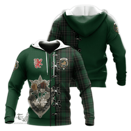 Scottish MacAlpin Clan Tartan Hoodie - Lion Rampant And Celtic Thistle Style Scottish Plaid Tartan Plaid