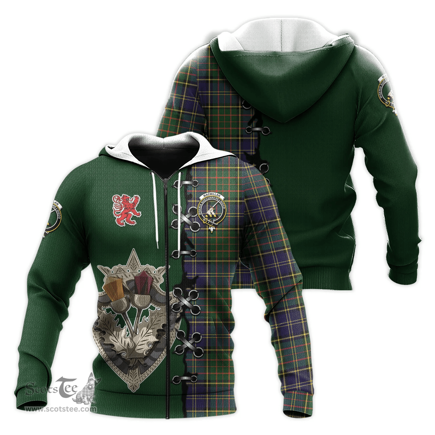 Scottish MacMillan Hunting Modern Clan Tartan Hoodie - Lion Rampant And Celtic Thistle Style Scottish Plaid Tartan Plaid