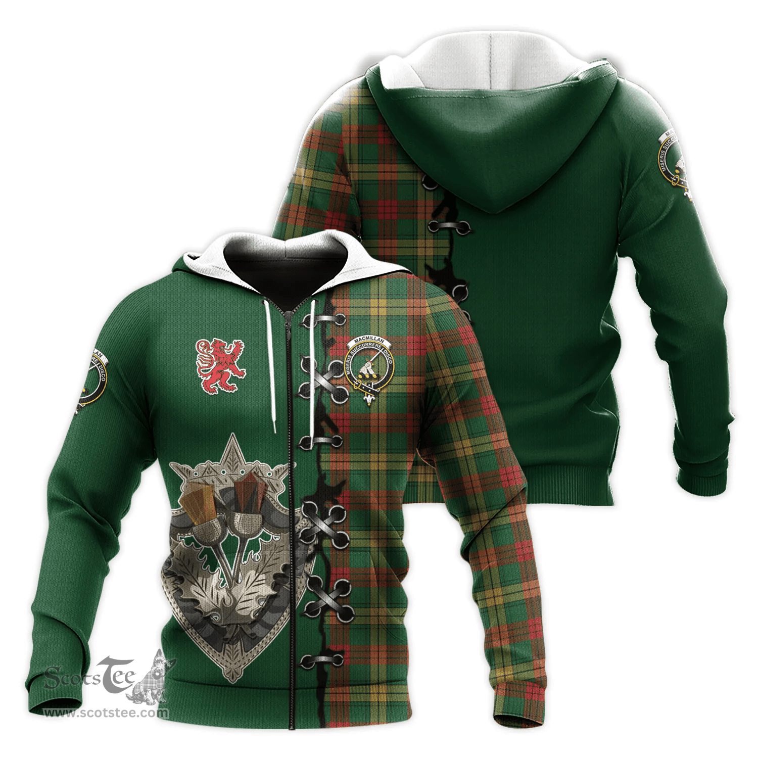 Scottish MacMillan Society of Glasgow Clan Tartan Hoodie - Lion Rampant And Celtic Thistle Style Scottish Plaid Tartan Plaid