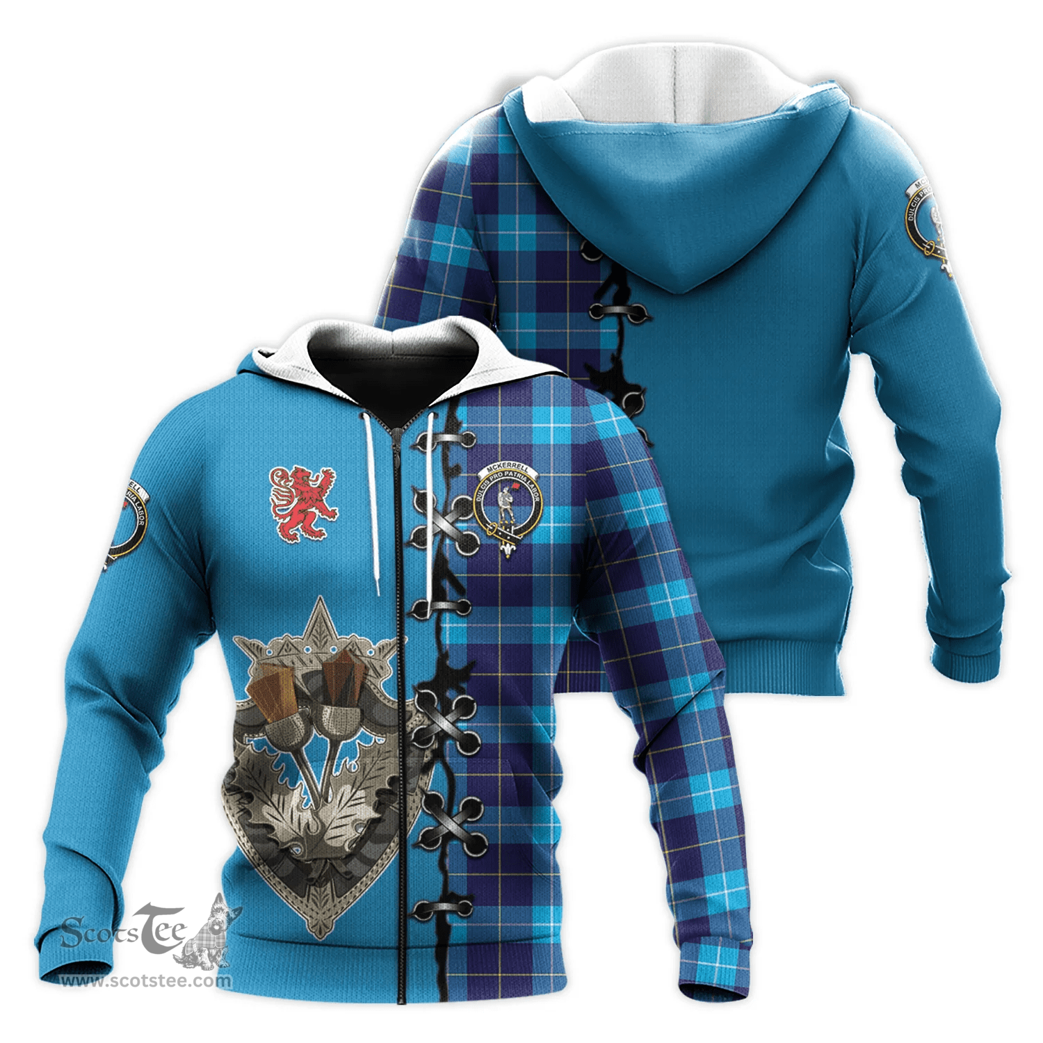 Scottish McKerrell Clan Tartan Hoodie - Lion Rampant And Celtic Thistle Style Scottish Plaid Tartan Plaid