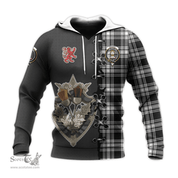 Scottish Menzies Black and White Clan Tartan Hoodie - Lion Rampant And Celtic Thistle Style Scottish Plaid Tartan Plaid