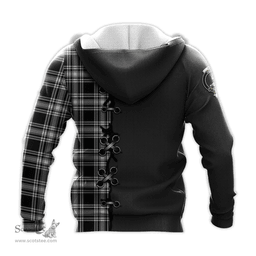 Scottish Menzies Black and White Clan Tartan Hoodie - Lion Rampant And Celtic Thistle Style Scottish Plaid Tartan Plaid