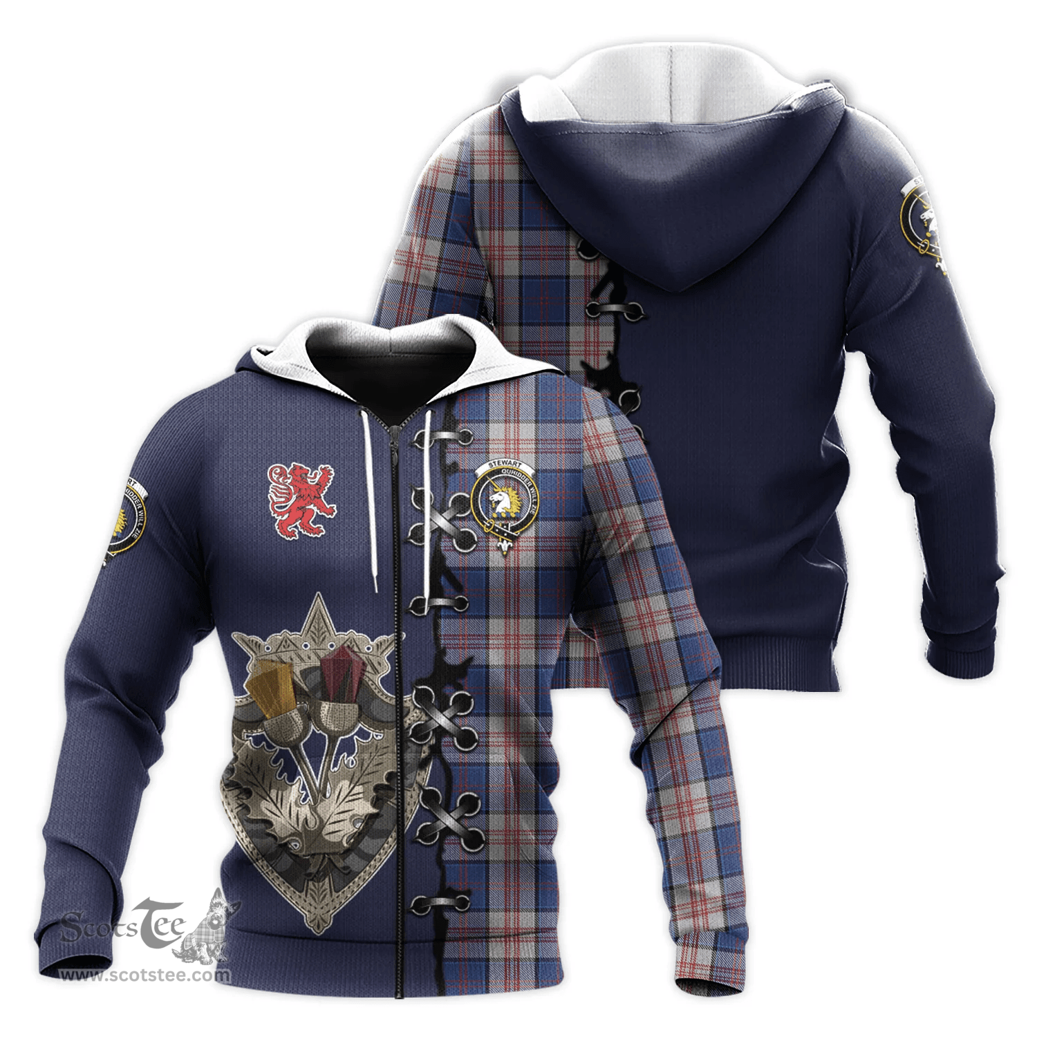 Scottish Stewart of Appin Hunting Dress Clan Tartan Hoodie - Lion Rampant And Celtic Thistle Style Scottish Plaid Tartan Plaid
