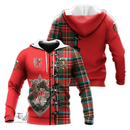 Scottish Stewart Royal Clan Tartan Hoodie - Lion Rampant And Celtic Thistle Style Scottish Plaid Tartan Plaid