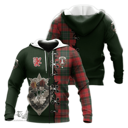 Scottish MacLean Clan Tartan Hoodie - Lion Rampant And Celtic Thistle Style Scottish Plaid Tartan Plaid