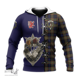 Scottish MacLellan Modern Clan Tartan Hoodie - Lion Rampant And Celtic Thistle Style Scottish Plaid Tartan Plaid