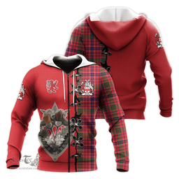 Scottish MacRow Clan Tartan Hoodie - Lion Rampant And Celtic Thistle Style Scottish Plaid Tartan Plaid