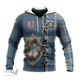 Scottish Menzies Dress Blue and White Clan Tartan Hoodie - Lion Rampant And Celtic Thistle Style Scottish Plaid Tartan Plaid