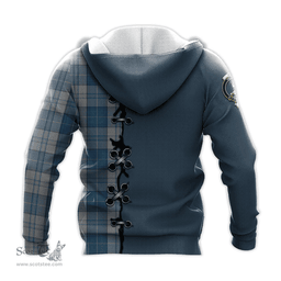 Scottish Menzies Dress Blue and White Clan Tartan Hoodie - Lion Rampant And Celtic Thistle Style Scottish Plaid Tartan Plaid