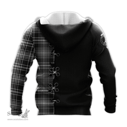 Scottish MacLean Black and White Clan Tartan Hoodie - Lion Rampant And Celtic Thistle Style Scottish Plaid Tartan Plaid