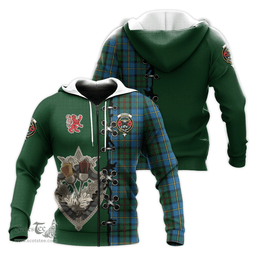 Scottish MacLeod Green Clan Tartan Hoodie - Lion Rampant And Celtic Thistle Style Scottish Plaid Tartan Plaid
