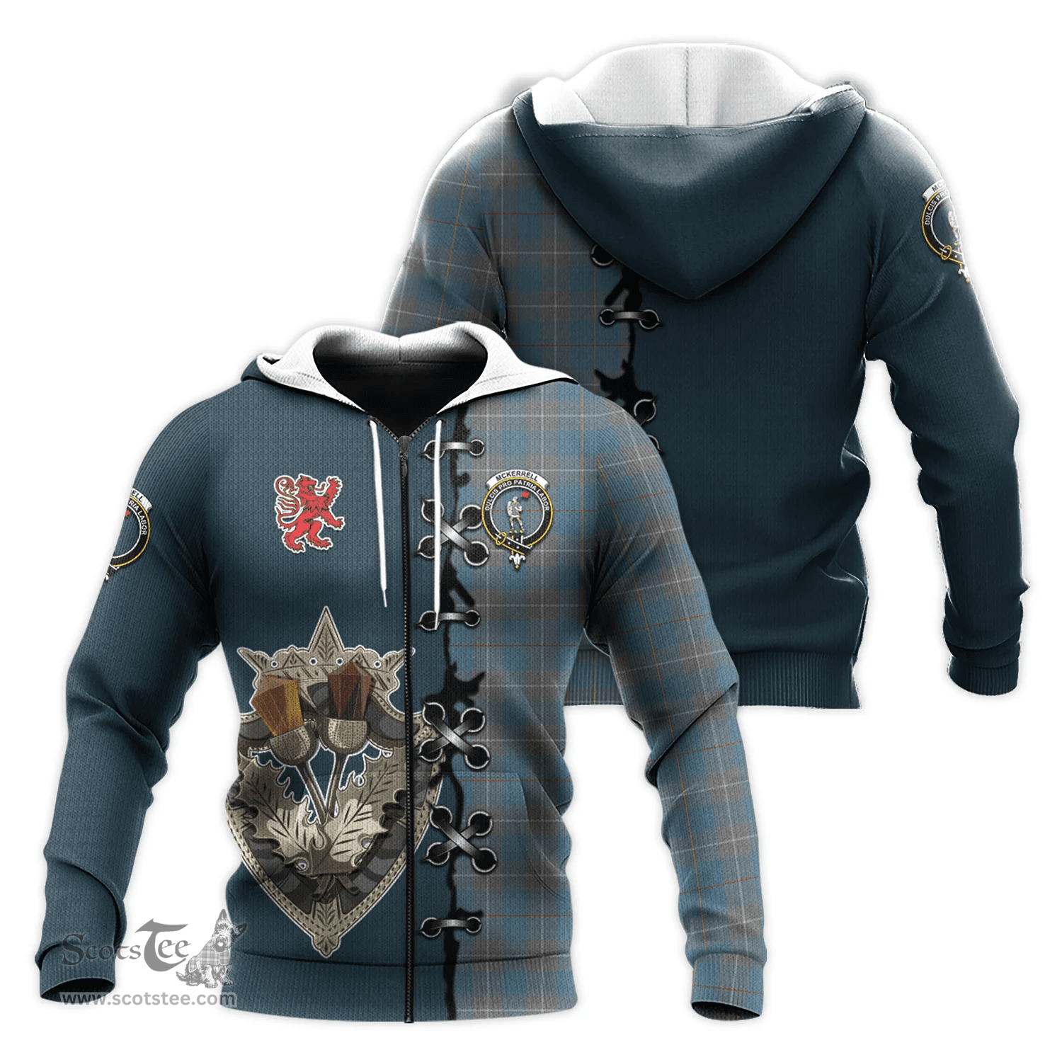 Scottish McKerrell of Hillhouse Dress Clan Tartan Hoodie - Lion Rampant And Celtic Thistle Style Scottish Plaid Tartan Plaid