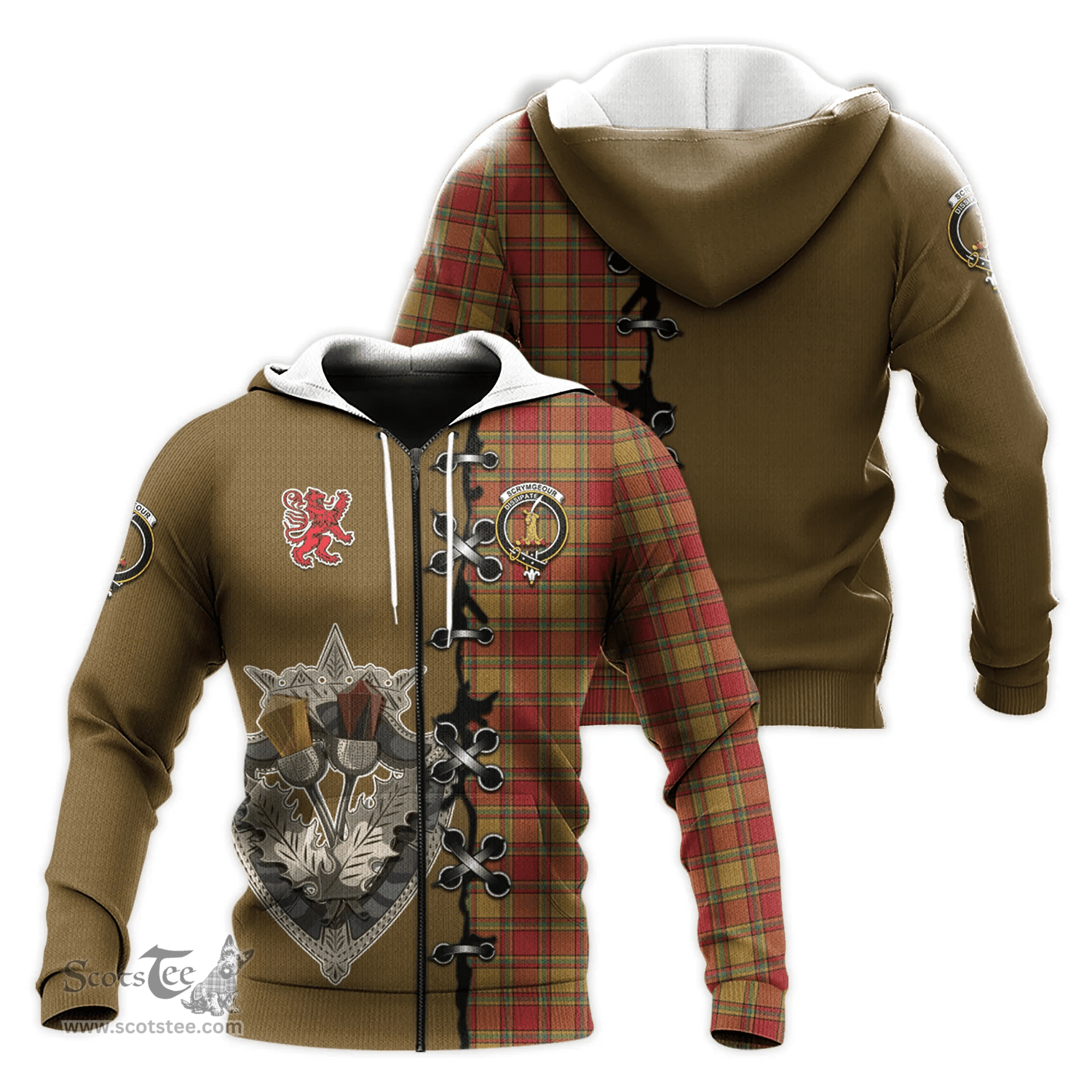 Scottish Scrymgeour Clan Tartan Hoodie - Lion Rampant And Celtic Thistle Style Scottish Plaid Tartan Plaid