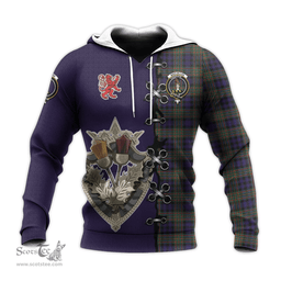Scottish MacLellan Clan Tartan Hoodie - Lion Rampant And Celtic Thistle Style Scottish Plaid Tartan Plaid