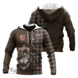 Scottish Sutherland Weathered Clan Tartan Hoodie - Lion Rampant And Celtic Thistle Style Scottish Plaid Tartan Plaid