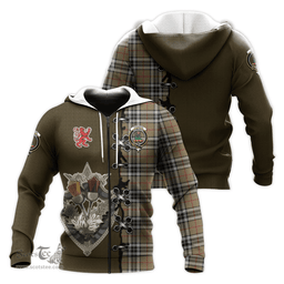 Scottish Thomson Camel Clan Tartan Hoodie - Lion Rampant And Celtic Thistle Style Scottish Plaid Tartan Plaid