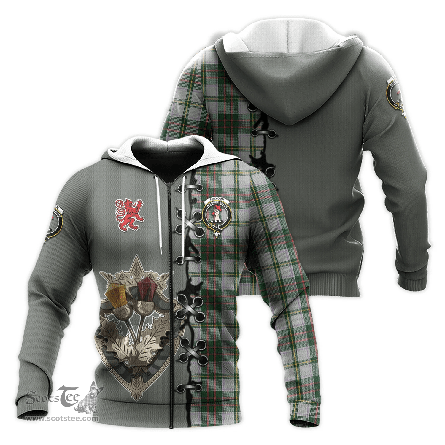 Scottish Taylor Dress Clan Tartan Hoodie - Lion Rampant And Celtic Thistle Style Scottish Plaid Tartan Plaid
