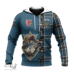 Scottish Thomson Dress Blue Clan Tartan Hoodie - Lion Rampant And Celtic Thistle Style Scottish Plaid Tartan Plaid