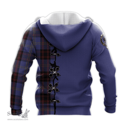 Scottish Rutherford Clan Tartan Hoodie - Lion Rampant And Celtic Thistle Style Scottish Plaid Tartan Plaid