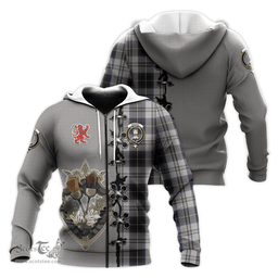 Scottish Menzies Black Dress Clan Tartan Hoodie - Lion Rampant And Celtic Thistle Style Scottish Plaid Tartan Plaid