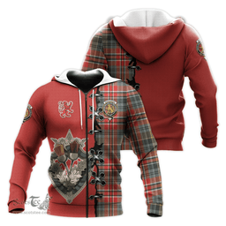 Scottish MacPherson Weathered Clan Tartan Hoodie - Lion Rampant And Celtic Thistle Style Scottish Plaid Tartan Plaid
