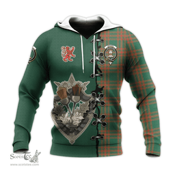 Scottish Menzies Green Ancient Clan Tartan Hoodie - Lion Rampant And Celtic Thistle Style Scottish Plaid Tartan Plaid